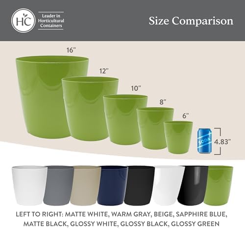 The HC Companies Aria Round Self-Watering Pot - Lightweight Plastic Planter for Herbs & More - Durable Plant Pots for Indoor Plants & Outdoor Plants (16" Matte White, Pack of 2) - Image 6