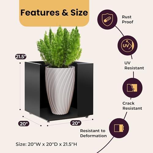 Large Cube Metal Outdoor Planter Box 20Wx20Dx21.5H - Image 3