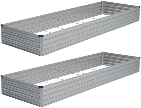 Vengarus 2PCS 12x4x1ft Galvanized Raised Garden Beds Kit,Planter Box Silver by Vengarus