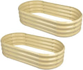Land Guard 2Pcs Galvanized Raised Garden Bed Kit, 10×4×1ft Galvanized Planter Raised Garden Boxes Outdoor, Oval Large Metal Raised Garden Beds for Vegetables (Cream Yellow) by LandGuard