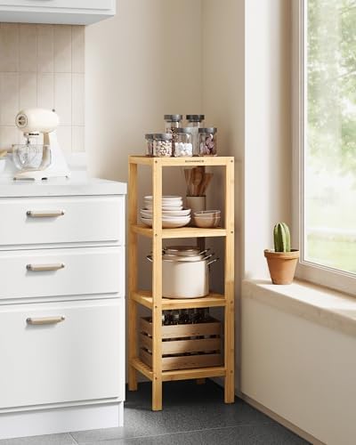 SONGMICS 4-Tier Bamboo Shelf, Freestanding Bathroom Storage Rack - Image 2