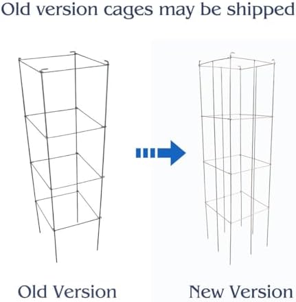 46" Height 12" Width 5PCS Galvanized Square Folding Tomato Cage,Plant Support Stake Tower - Image 2