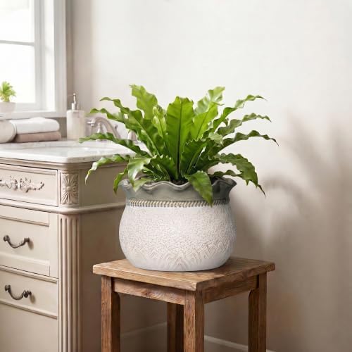 Ceramic Planter, 10 Inch Ceramic Pots for Plants, Beige-Grey - Image 6