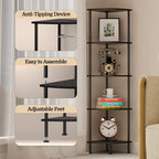 5-Tier Corner Shelf Stand, 52" Industrial Corner Display Rack for Living Room, Bookshelf, Tall Display Shelf, Plant Stand, Storage Standing Shelf for Bedroom, Bathroom, Kitchen, Black - Image 4
