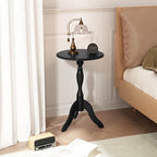 HLR Round Small End Table Set of 2, Wooden Pedestal Side Tables, Black - Image 4