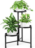 3 Tier Metal Corner Plant Stand Indoor Outdoor, 10 Inch Wide Tray, Black by ZOXILEN