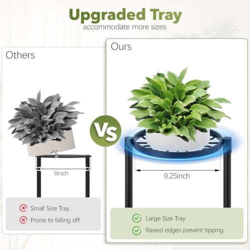 3 Tier Plant Stand Indoor Outdoor Corner, 10 Inch Wide Tray, Metal Black - Image 4