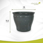 Headwind Riverside Collection – 14" Calcite Grey Glazed Decorative Plant Pots Indoor with Drainage & Outdoor - Modern Flower Pot Weather-Resistant Lightweight Planter by Robert Allen - Image 2