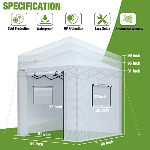 WORKPRO 94”x 94”x 99” Pop-up Greenhouse for Outdoors - Image 2