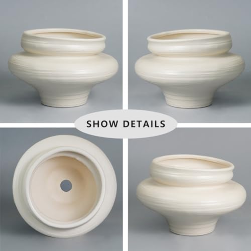 Ceramic Plant Pots 11 Inch - Bonsai Large Planters for Indoor Plants with Drainage Hole, White Planter for Home Garden Patio Office, Gift for Women Men - Image 6