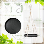 GREANER 2PCS Macrame Plant Hanger, Black Hanging Macrame Plant Holder with Handmade Cotton, Plant Window Hanger for Indoor and Outdoor Use - Image 2