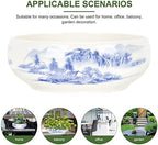 GANAZONO Faux Grass Decor Blue and White Porcelain Plant Pots Oriental Chinese Ceramic Flower Pots Decorative Calligraphy Ink Dish Succulents Pot for Indoor and Outdoor Plants Decor - Image 7