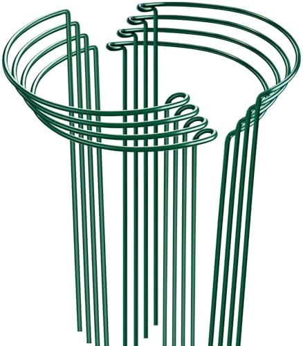 HiGift Peony Cages and Supports 24" H x 10" W, 8 Pack Tall Snake Plant Support Stake Half Round Metal Garden Stake for Indoor and Outdoor Plants, Flower Support Ring Border for Tomato,Hydrangea,Rose by HiGift