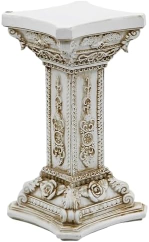 Roman Column Pedestal, 22.5cm Resin Retro Elegant Carvings Roman Pillar Statues Stand, Outdoor Garden Pedestals for Indoor Outdoor Decorations by Unknown