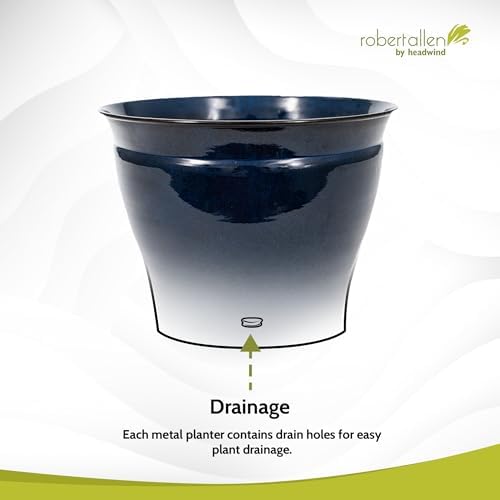 Headwind Glazed Ironstone Avery Collection Decorative Plant Pot – 10" Midnight Sapphire Glazed Decorative Pot – Lightweight & Durable Flower Pots for Indoor Plants - Outdoor Planter by Robert Allen - Image 6