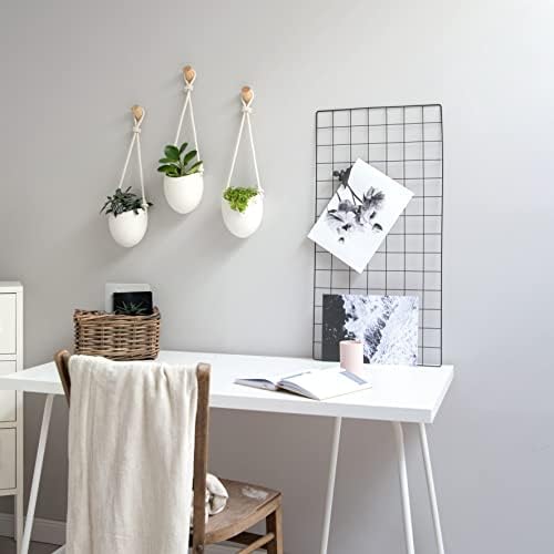 Kazai.® | Porcelain Wall Vases | 3 Piece Set | Including Wooden Hooks | Matte White - Image 6