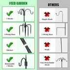FEED GARDEN Heavy Duty Shepherds Hook 76" Triple Hooks - Metal 5-Prong Base, Adjustable (44/60/76") - 17lb Capacity Bird Feeder Pole for Hanging Plants, Solar Lanterns, Wind Chimes, 1 Pack - Image 5
