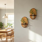 2Pc Multi-Layer Wood Wall Decoration with Vase and Shelf - Image 3