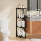 Wisuce Bamboo Small Corner Shelf Stand, 4-Tier Black Corner Bookshelf - Image 5