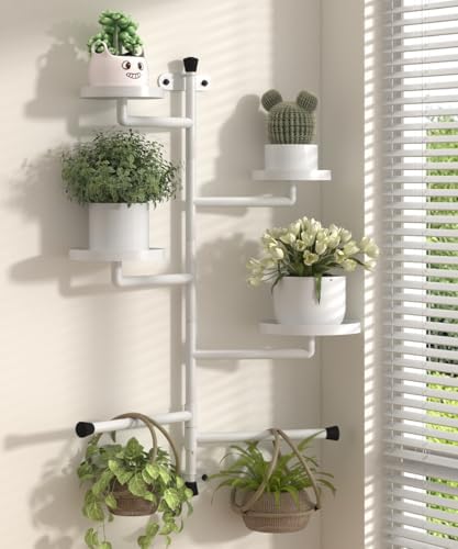 4-Tier Window Plant Shelves, 160° Rotating Indoor Wall Mounted Plant Holder Shelf for Haning Multiple Plants, Floating Window Sill Plants Stand for Home Decor, Gift for Plant Lovers, White by FirewoodRack