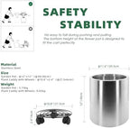 Longrun 11.8 Inch Dia Round Planter, Modern Indoor Outdoor Large Stainless Steel Plant Pot and Plant Caddy with Wheels for Home Patio Garden, Easy to Clean and Move - Image 2