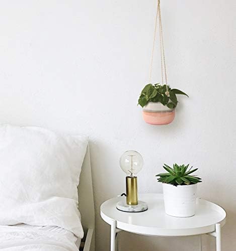 23 Bees Ceramic Hanging Planter, Pink White Succulent Pots, Round Plant Holder Container, Cactus Pot with Cotton Rope Hanger, Indoor Outdoor Decor, (1 Pack x Pink Horizon) - Image 7