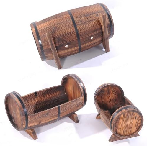 Wooden Whiskey Barrel Planters Outdoor Large 12-24 In (12"L x 8"W x 8"H) - Image 6