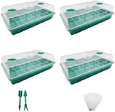 4Pcs 40 Holes Seed Starter Tray Plant Trays with Humidity Vented Domes Bases Starting Indoor Gardening by Unknown