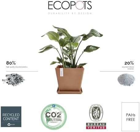 Ecopots Rotterdam Square Flower Planter, Terracotta Color, 15.75" - Image 3