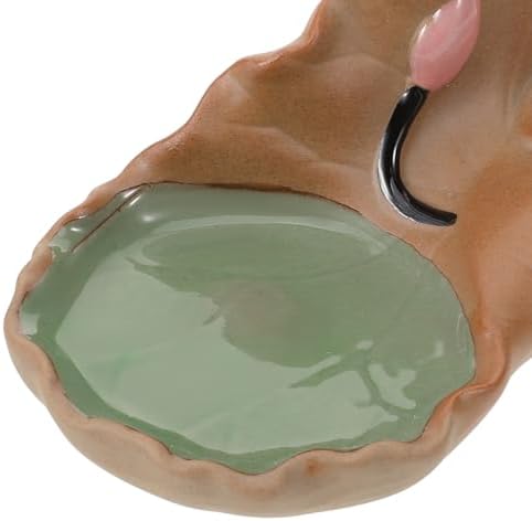 Milisten Lotus Leaf Ceramic Plant Saucer Tray 8 Inch Water Tray for Indoor Bonsai and Flower Pots with Drainage to Protect Floors and Surfaces - Image 3