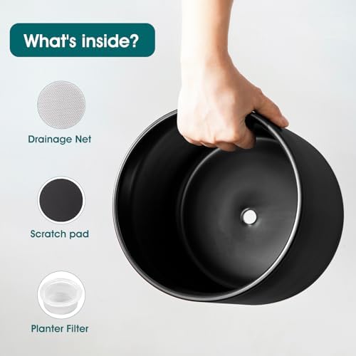 vancasso 6"+8"+10" Ceramic Pot for Plants, Large Outdoor Indoor Planter Pots with Drainage Holes, Set of 3, Black - Image 3