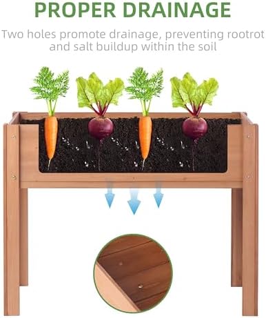 40x20x31 inch Raised Garden Bed with Legs, Elevated Wooden Planter Box for Outdoor Plants Flowers Fruits Vegetable Herb Growing - Image 6