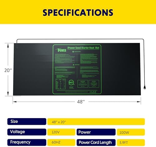 iPower 48" x 20" Waterproof Durable Seedling Heat Mat Warm Hydroponic Plant for Indoor Gardening Germination Starting, 1 Pack New - Image 6