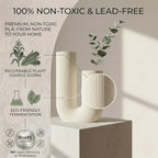 U-Shaped Modern Vase, Minimalist Ribbed Planter for Real & Dried Plants, Sustainable Home Décor (White) - Image 2