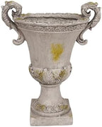 Merax 19.25'' Tall Elegant Roman Style Lightweight Concrete Planter with Botanical Accents, Square Indoor Outdoor Flower Pot with Drainage Hole & Stopper, Grey - Image 4