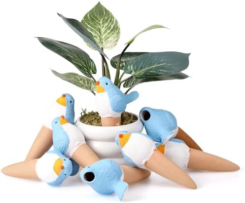 Sliner 8 Pcs Bird Plant Self Watering Globes Terracotta Spikes, Blue - Image 6