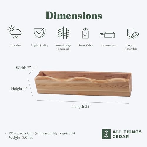 All Things Cedar Window Planter Box, Wall Mount, Natural, 22 x 7 x 6 in - Image 3