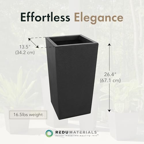 Tierra Verde Citadel Horizon Self-Watering Square Planter, Black, 13.5"x26" - Image 4