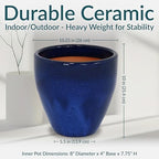 Sunnydaze 10 in Outdoor Glazed Ceramic Plant Pot - Imperial Blue - Set of 2 - Image 5