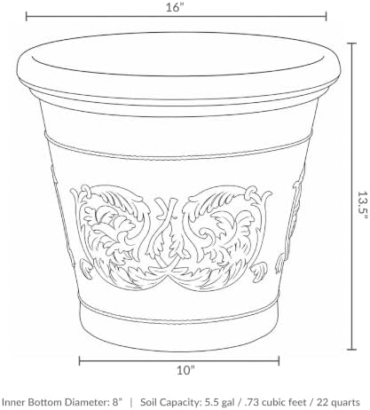 Sunnydaze Arabella 16'' Plastic Planter Pot for Plants, Beige - Image 7