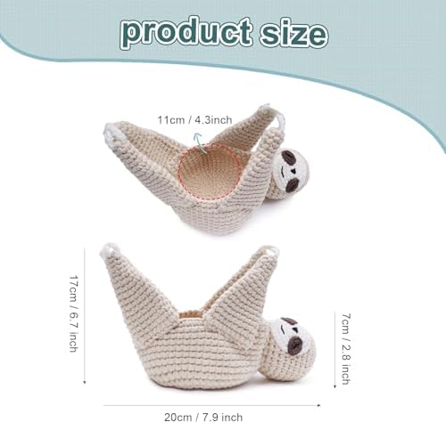 2Pcs Macrame Plant Hanger Crochet Sloth Hanging Planter Sloth Gifts,5 Inch Animal Wall Hanging Plant Holder for Plant Sloth Lovers, Home Decor Indoor Outdoor Plants Succulent Gifts (2) - Image 3