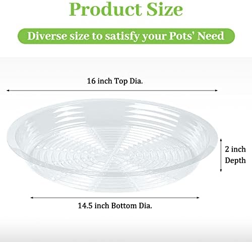 Shellwei 18 Pack 16 Inch Plastic Plant Saucers Extra Large Clear Flower Pot Drip Trays Plants Drip Tray Plant Drainage Tray Plants Saucer Trays for Indoors Outdoors - Image 2