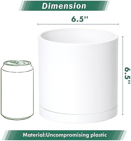 D'vine Dev 4-Pack White Plastic Planters with Saucers, 6.5 in, 74-Z-L-2 - Image 2