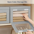DIMJ Storage Bins with Lids - 5 Pack Fabric Closet Organizer with Window & Handles, Collapsible Decorative Storage Boxes for Shelves Under Bed, Books Clothes Blankets Sweaters Organization - Image 2