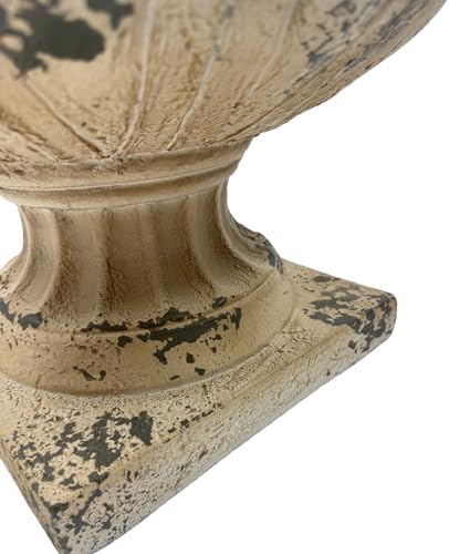 Antique White Garden Urn Planter 17.71" Wide Decorative Outdoor Indoor Flower Pot with Drainage Hole and Stopper, Magnesium Oxide Classic Plant Container for Patio Lawn Porch Entryway Garden Decor - Image 7