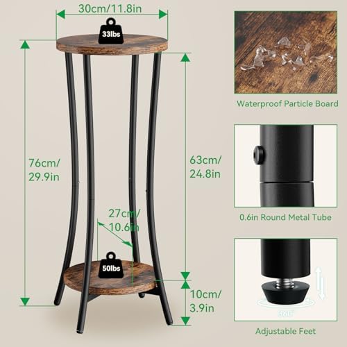IBUYKE 30 Inch Tall Plant Stand Indoor, 2 Tier Wood Flower Stand, TMJ074H - Image 3