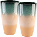 Sun-E Tall Planters for Outdoor Indoor Plants, 21-Inch Large Planter with Removable Insert Shelf, High Glossy Glazed Ceramic-Look Tri-Tone Gradient Tall Flower Pots for Entryway Corner Luxury Decor by SESUN-E