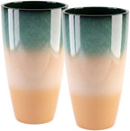 Sun-E Tall Planters for Outdoor Indoor Plants, 21-Inch Large Planter with Removable Insert Shelf, High Glossy Glazed Ceramic-Look Tri-Tone Gradient Tall Flower Pots for Entryway Corner Luxury Decor by SESUN-E