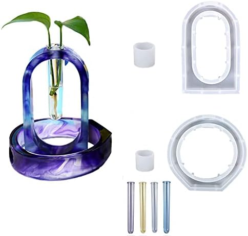 4 Pcs Epoxy Resin Molds Resin Vase Mold with 4 Colors of Tube for Plant Propagation Station Molds for Epoxy Resin Home & Office Desktop Decor (White) by PTGMH