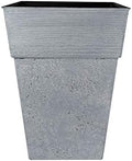 The HC Companies 22 Inch Avino Tall Square Planter - Decorative Indoor Outdoor Plant Pot for Front Porch, Deck, Patio and Home, Oxidized Black by TheHCCompanies
